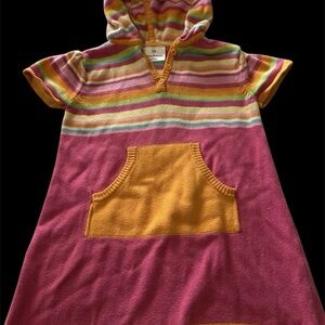 Girl’s 4T Hanna Andersson (100) Hoodie Casual Terry Dress Pink Orange 4 Toddler